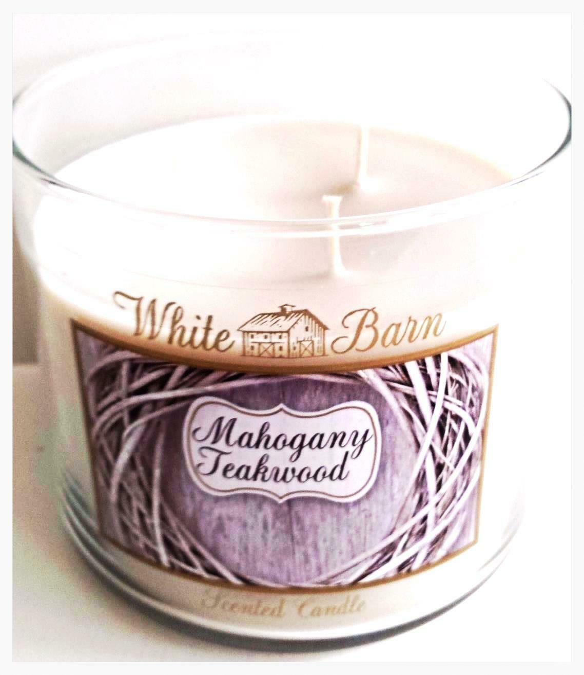 Bath and Body Works Mahogany Teak wood 3 Wick Candle 14.5 oz. White