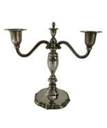 Godinger Silver Plate 2 Arm Candelabra Taper Candle Holder 8&quot; Tall Silve... - $43.56