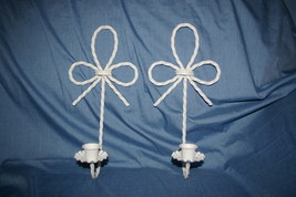 Home Interior White Twisted Rope Sconce Pair Homco - $12.00