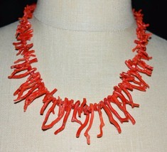 VTG 1/20 12k Yellow Gold Southwestern Long Red Branch Natural Coral Necklace (B) - $297.00