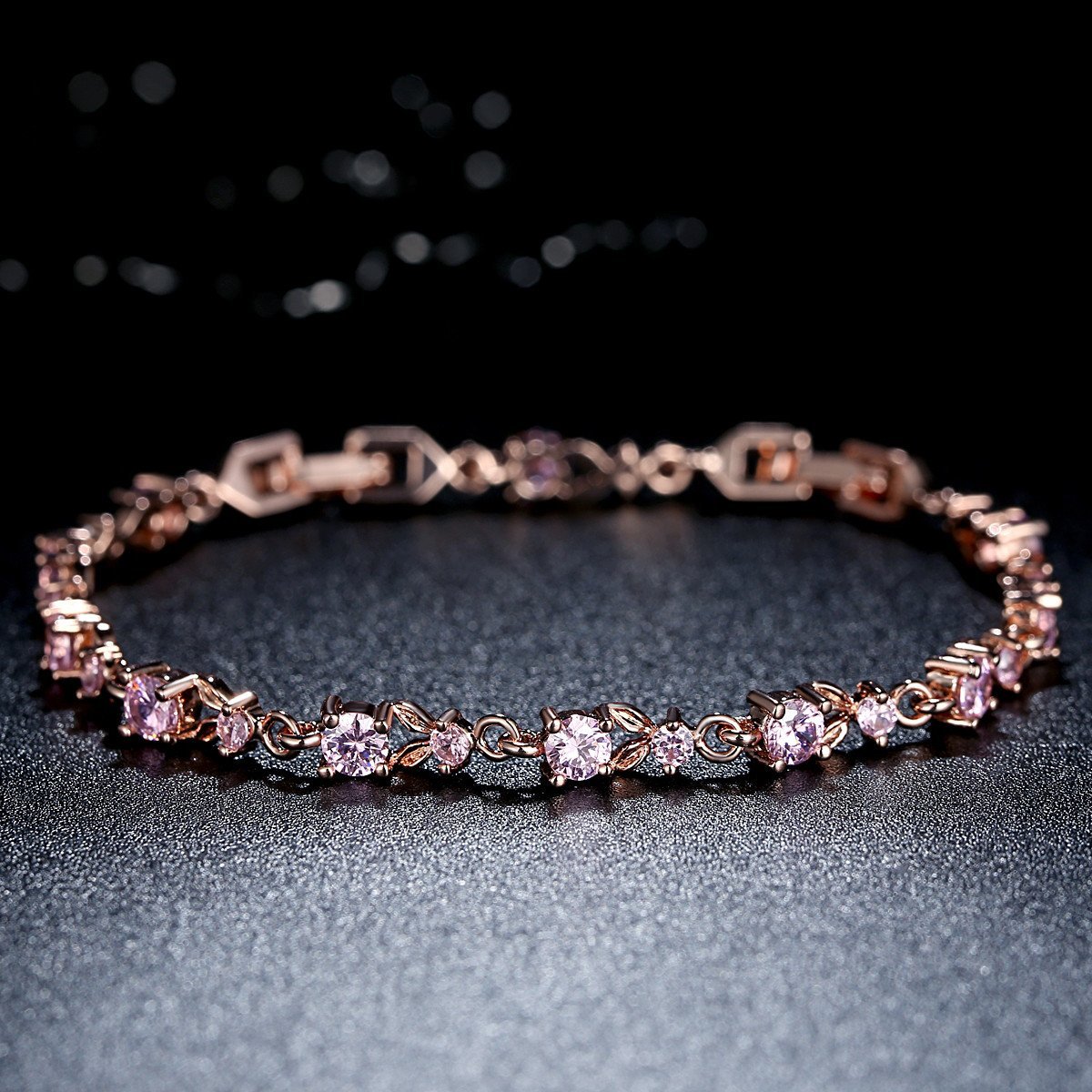 Round Cut Womens Tennis Bracelet 14k Rose Gold Finish