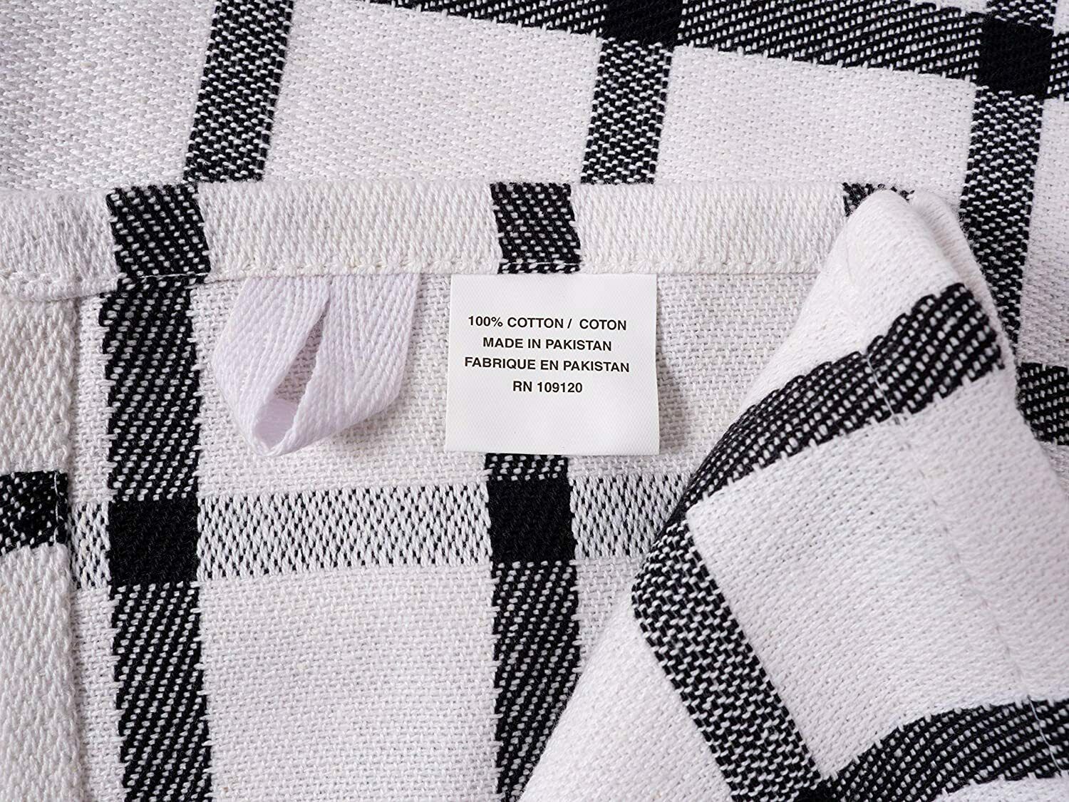 Useful Chic Black and White Kitchen Dish Towels 100% Cotton 18
