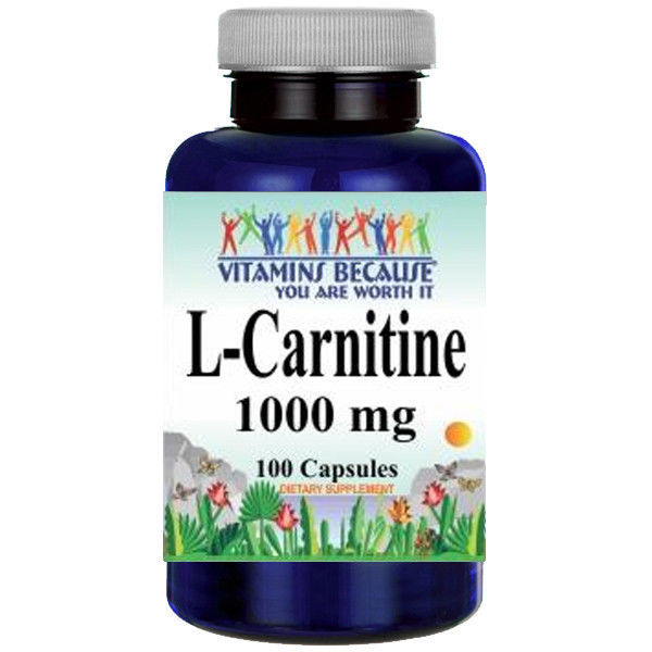 LCarnitine 1000mg (Free Form) 100 capsules by Vitamins Because