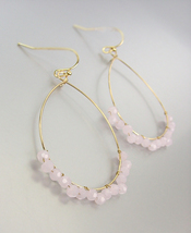 Urban Anthropologie Light Pink Aventurine Crystals Gold Dangle Earrings 356 - $16.99