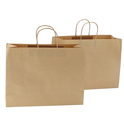 Road 16x6x12 Inches 100 Pcs Large Kraft Brown Paper Bags with Handles ...