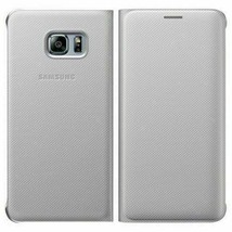 Samsung Wallet Flip Cover W/card Pocket Samsung Galaxy S6 Edge + Plus - Silver - $6.88