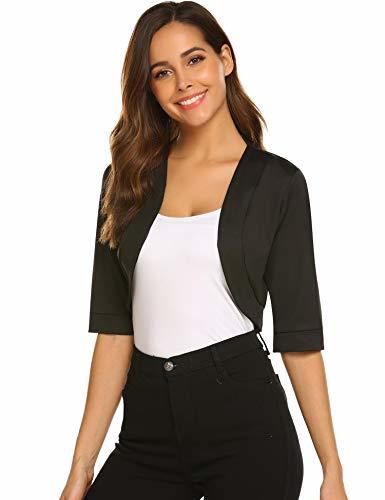 Women's Long Sleeve Cropped Bolero Open Front Cardigan - Awocal0233_magenta - CQ12MZCOKCH