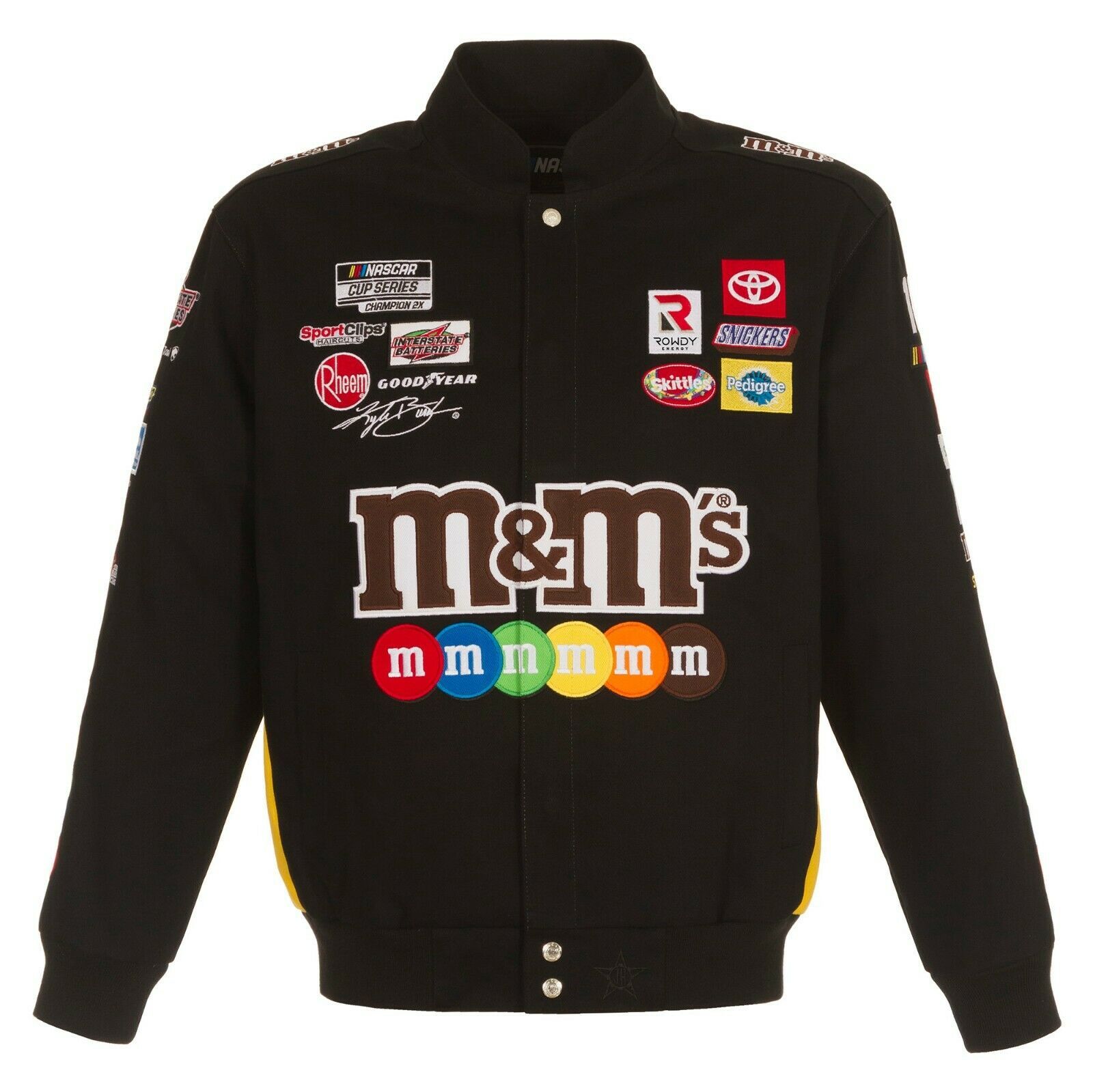 Primary image for  Authentic Nascar Kyle Busch JH Design M&M's Snap Black Cotton Jacket 