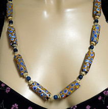 Antique African Venetian Millefiori Trade Bead Necklace with Accent Beads - $99.99