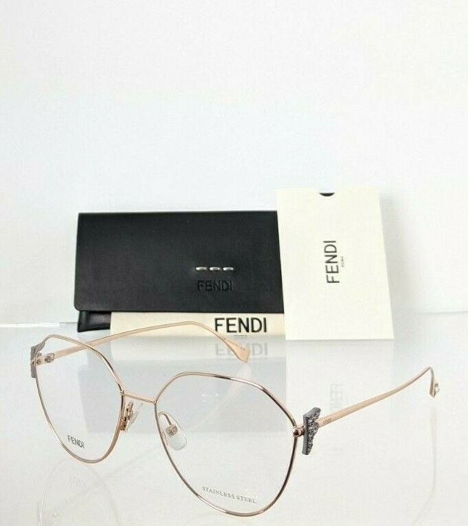 Brand New Authentic Fendi Eyeglasses 0389 DDB 56mm Rose Gold Frame 0389 ...