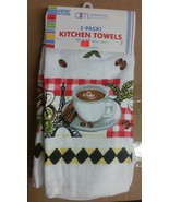SET OF 5 SAME PRINTED KITCHEN TOWELS,15&quot;x25&quot;,FRENCH COFFEE CUP &amp; EIFFEL ... - $19.79
