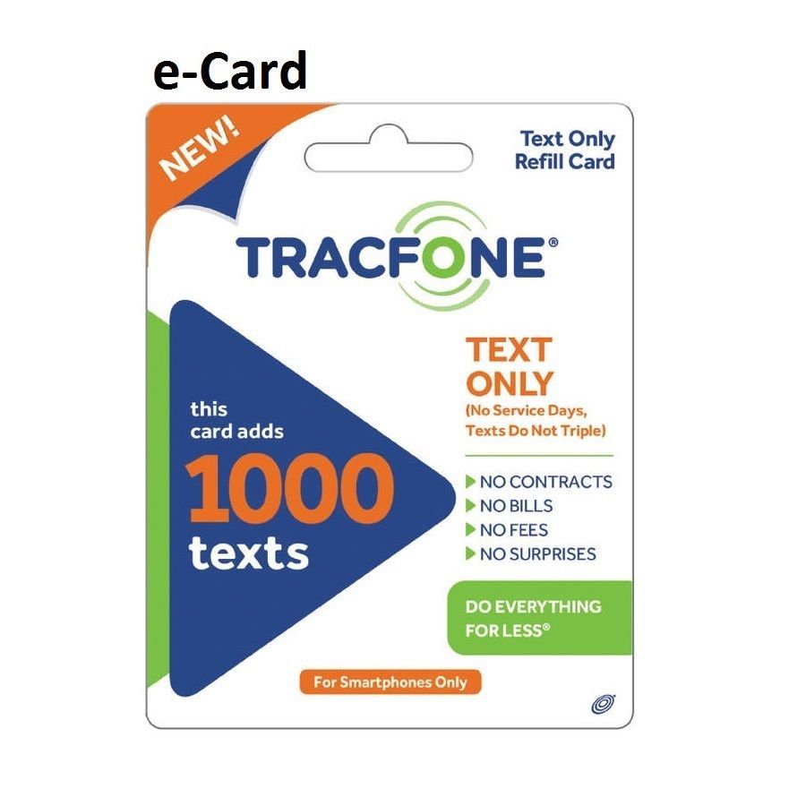TracFone (Text Only) eCard PIN Number 1,000 texts Everything Else