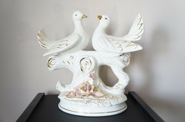 Vintage Capodimonte Porcelain Made in Italy Doves Gold XL 14&quot; x 13&quot; - $74.25