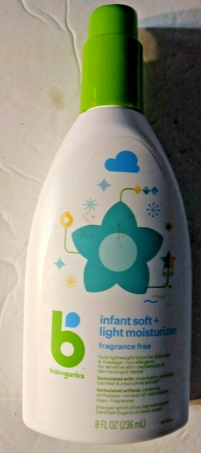 Babyganics Infant Soft + Light Moisturizer Fragrance Free Baby Lotion 8 Fl Oz