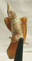 Folk Art Hand Crafted Cockatiel Bird Animal Figurine Made of Cow Horn 12... - $69.29