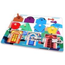 Montessori Busy Board Shape Sorter Educational Toy For Toddlers, Wooden Es Board - $43.99