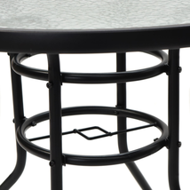 32 Patio Tempered Glass Steel Frame round Table with Convenient Umbrella Hole image 6