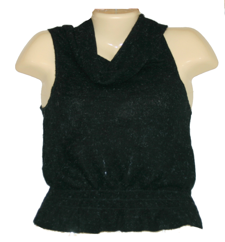 Cowl Neck Sweater Sleeveless Top Shirt Black Speckled Knit Soft XOXO ...