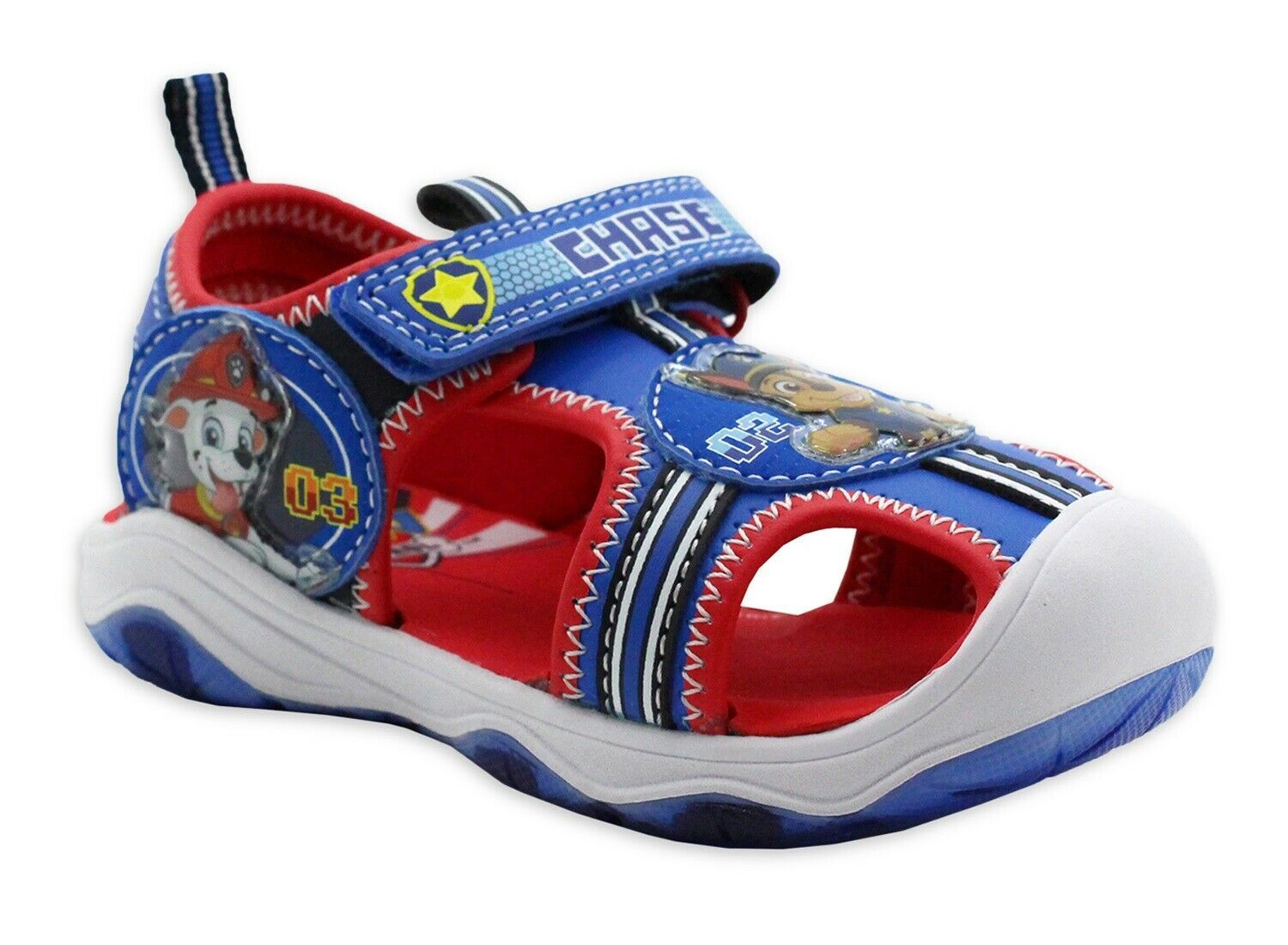 Primary image for Paw Patrol Sandals Toddler Size 7 8 9 10 or 11 Light Up Chase Marshall Closed