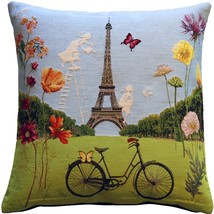 Pillow Decor - Eiffel Tower in Spring Tapestry Throw Pillow - $79.95
