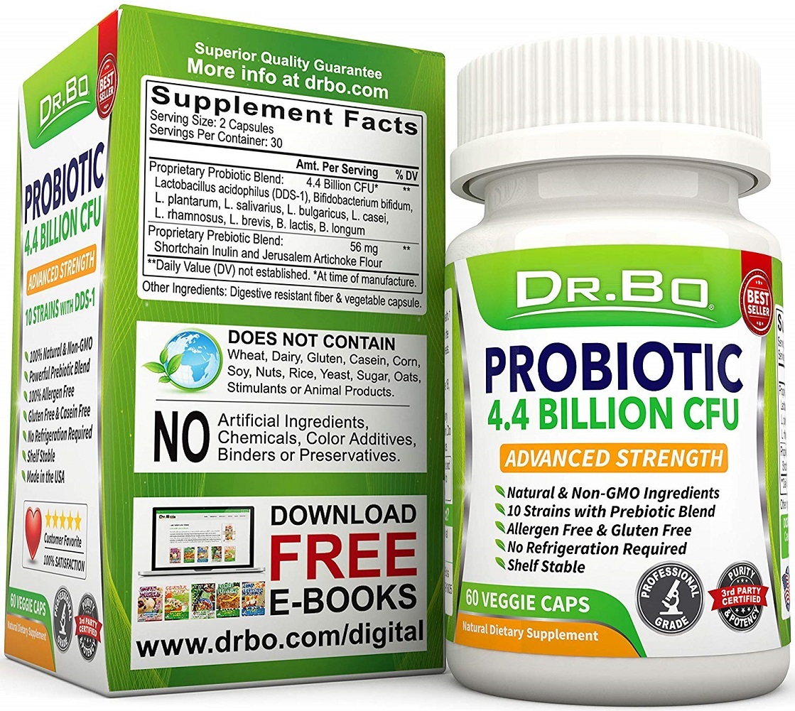 Dr. Bo Vegan Probiotics for Women Men Lactobacillus Acidophilus and