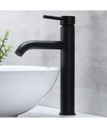 Tall Bathroom Vessel Sink 1 Lever Handle Faucet, Matte Black - 1 Hole Pump Style - $54.95