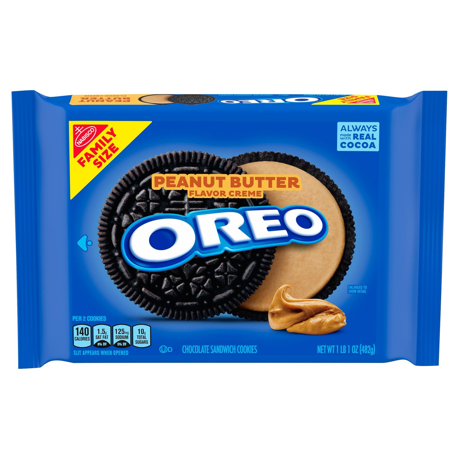 OREO Peanut Butter Creme Chocolate Sandwich Cookies Family Size Pack - 17 oz.
