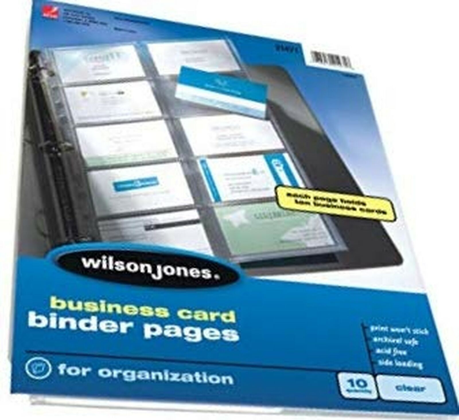 30 Sheets Wilson Jones Business Card Binder Pages, 8.5 x 11 Inches