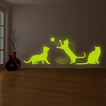 ( 94" x 34" ) Glowing Vinyl Wall Decal Cute Cats Playing / Glow in Dark Sea Happ - $223.57