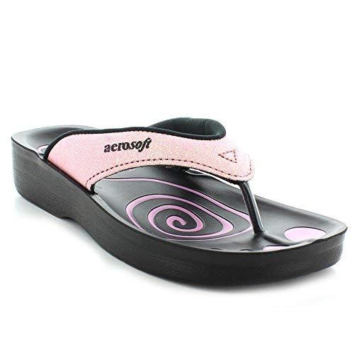 Aerosoft Gliteratti Orthotic Soft Open-Toe Comfortable flip-Flop Sandals (US Wom - Fashion
