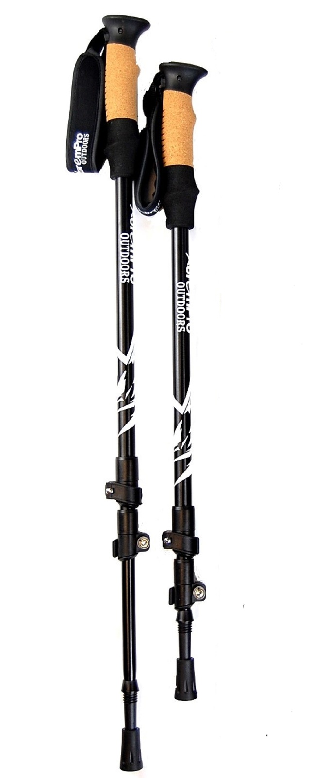 Hiking Trail Trekking Poles Lightweight 7075 Aluminum w/ Terrain Adapters Black Walking