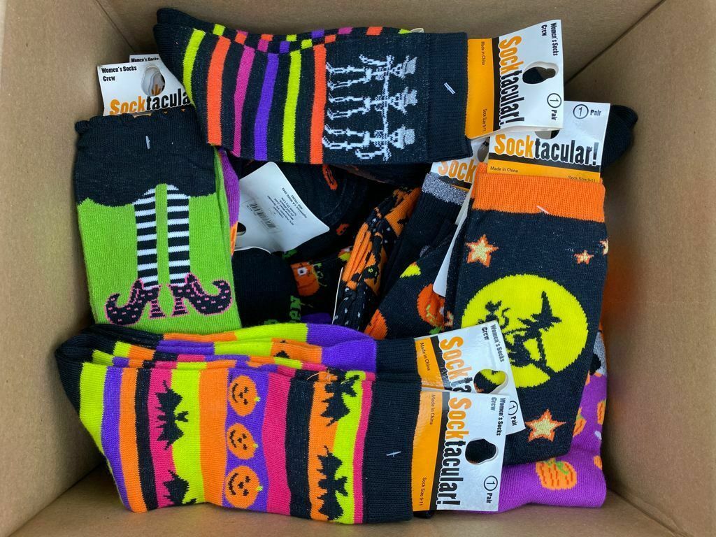 3 Pairs of Halloween Novelty Socks Socktacular size 9-11 3 random pairs of socks