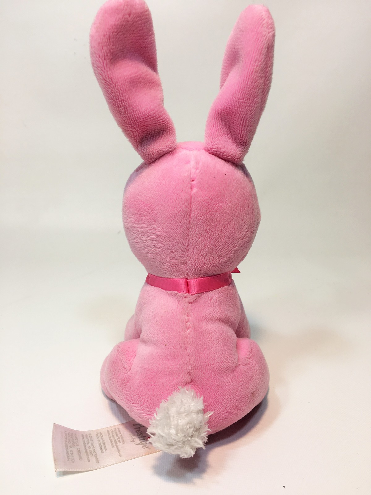 Prestige Baby Pink Bunny Rabbit Plush Gingham Stuffed Animal Easter Toy