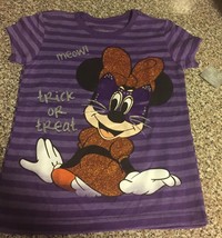New Disney Store Minnie Mouse Halloween Cat Purple Striped Shirt Size 2/3 Tee - $14.94