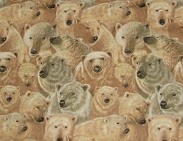 Polar Bear Cotton Fabric Material New By The Yard BTY Rare Realistic Bears - $14.54