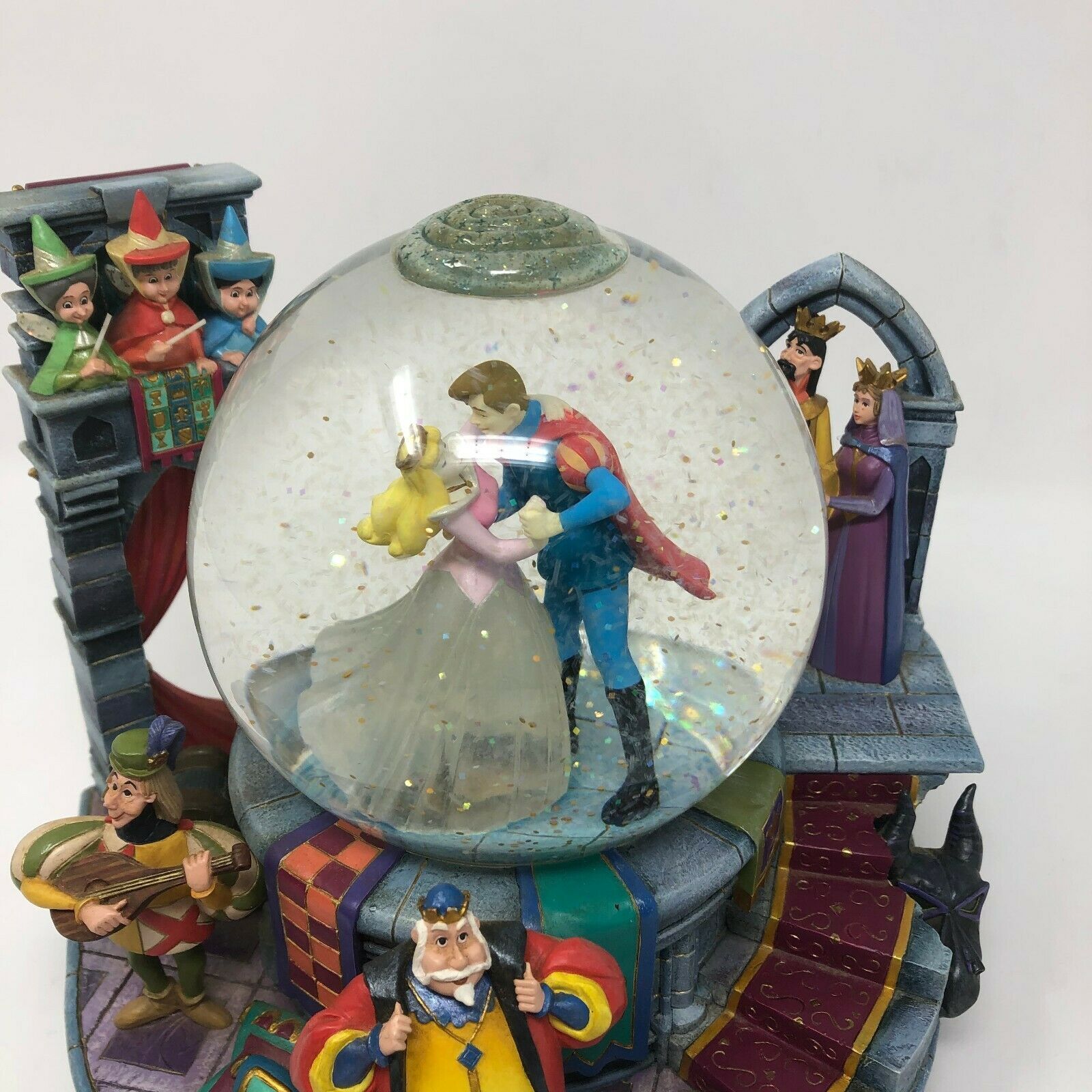 RARE Disney Sleeping Beauty Prince Philip Fairies Snow Globe Music Box ...