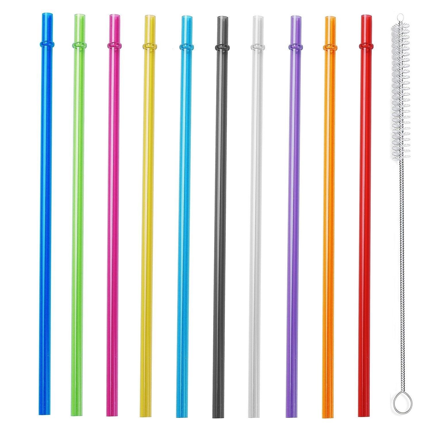 Long Rainbow Colored Reusable Plastic Replacement Straws for Starbucks