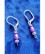 Violet Potato Shape Pearl Dangle Earrings - $19.95