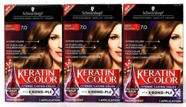 3 Boxes Schwarzkopf Keratin Color K Bond-PLE 7.0 Dark Blonde Permanent Hair Dye - $33.99