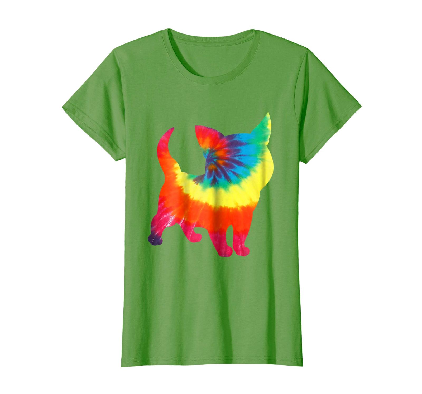 Funny Shirts Tie Dye Cat Shirt Colorful Tye Dye Kitten TShirt