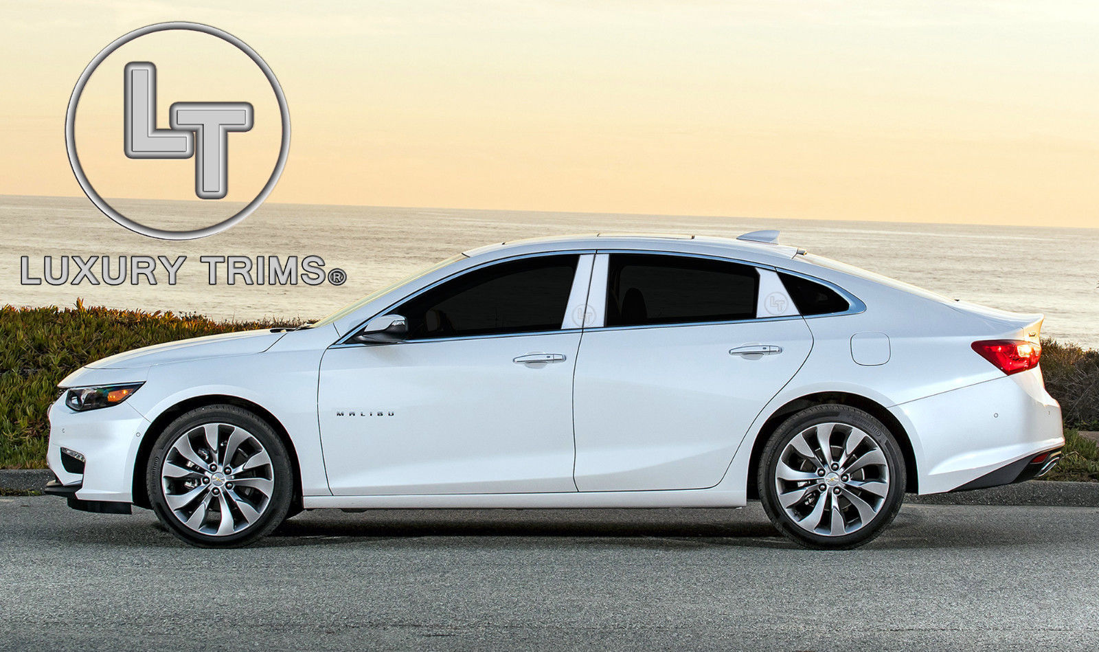 Image of Chevy Malibu Stainless Steel Chrome Pillar Posts by Luxury Trims 2016-2018 (6pc)