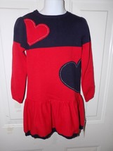 Hartstrings RED/BLUE Heart Sweater Dress 100% Cotton Sizes 4 Girl's New - $39.15