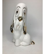 Vtg Della robbia Bassett Hound Dog Statue Porcelain HTF Flawed - $39.37
