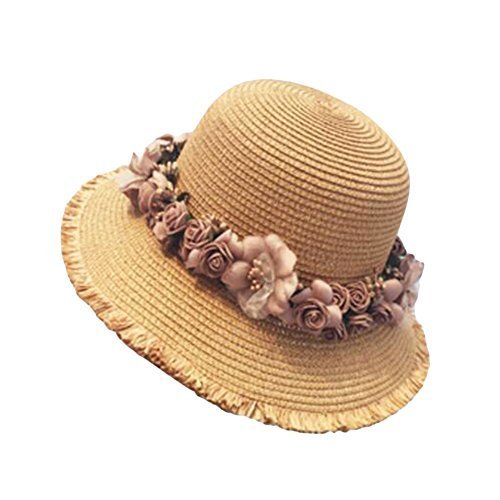 George Jimmy Beach Outdoor Flower Sunscreen Hat Fashion Women Straw Sunhat-A4