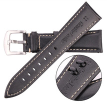 19mm Genuine Leather Black/Dark Brown White Stitching Watch Strap/Watchb... - $13.51