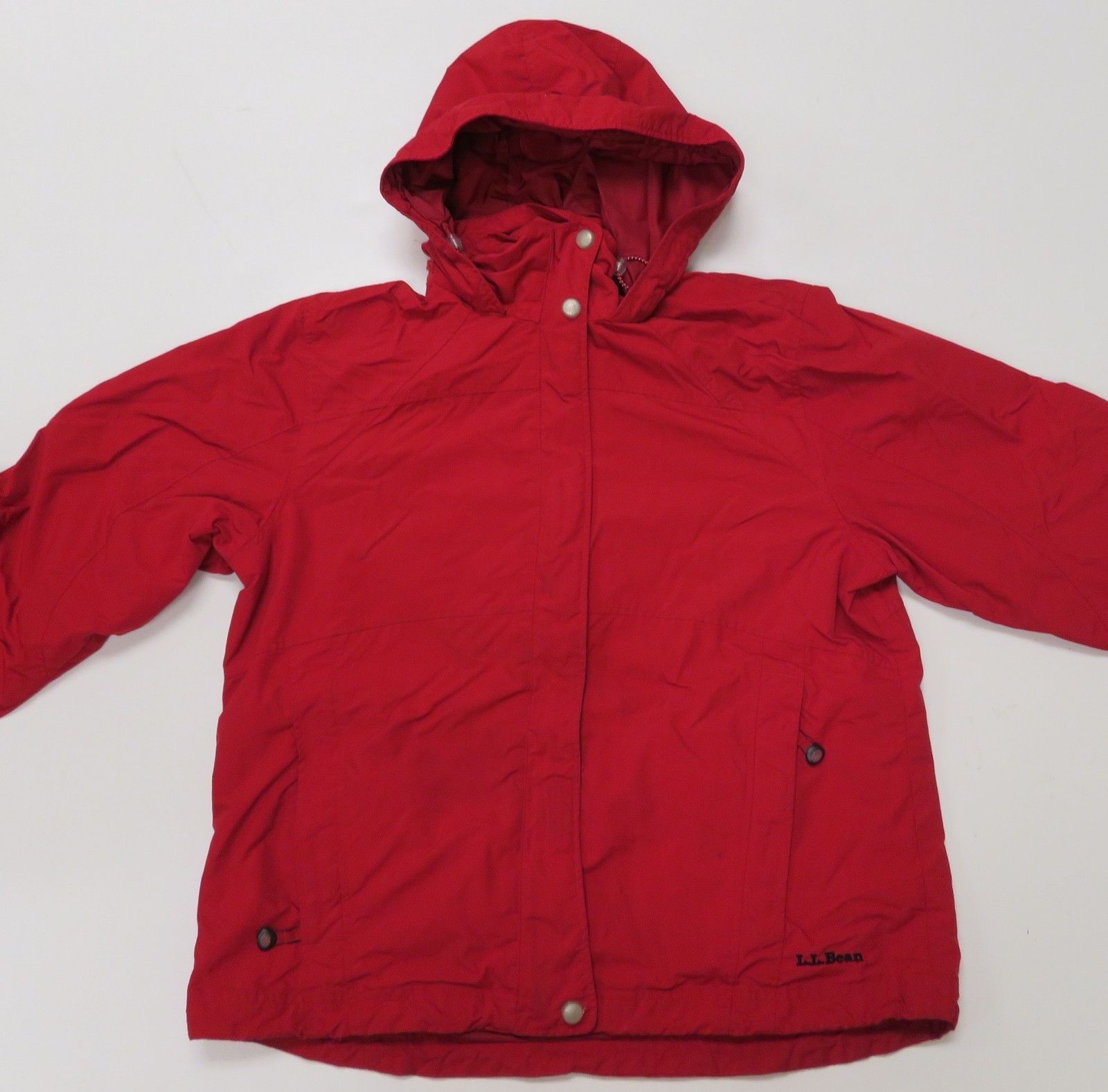 LL Bean Womens Red Trail Model Rain Jacket Large Hooded Nylon - Coats ...