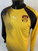 Vintage Puma Soccer Jersey Shirt Long Sleeve Men's Small Yellow Black Futbol - $24.99