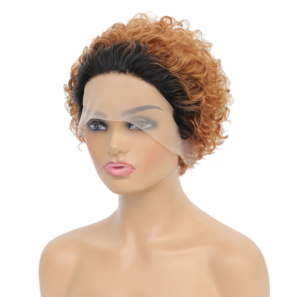 13x1 Front Lace Short Curly Pixie Cut Wigs for Black Women, #1B/30
