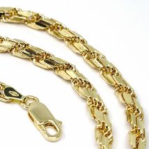 18K YELLOW GOLD CHAIN NECKLACE 4 MM BIG DIAMOND CUT SQUARE ROPE LINK, 19.70" image 4