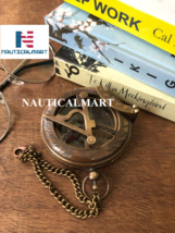 NauticalMart Antique Pocket Leather Case Nautical compass with chain  image 3